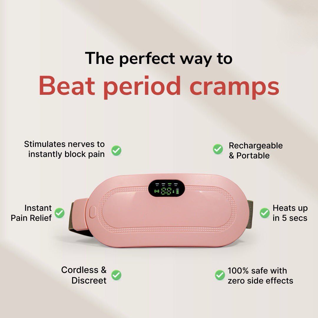 Period Cramp Relief Massager Belt - Fast Heat & Vibration Therapy