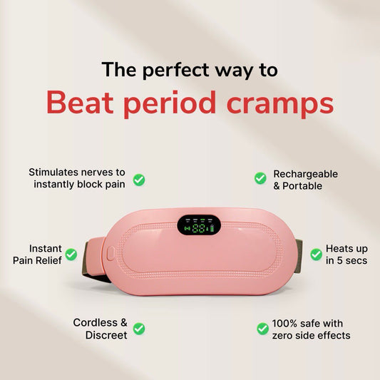 Period Cramp Relief Massager Belt - Fast Heat & Vibration Therapy