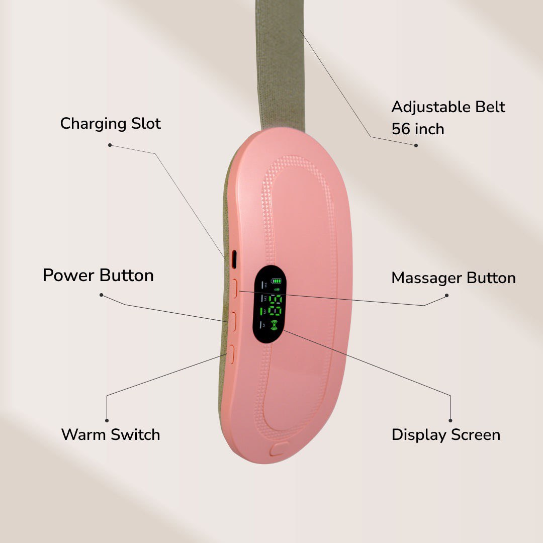 Period Cramp Relief Massager Belt - Fast Heat & Vibration Therapy