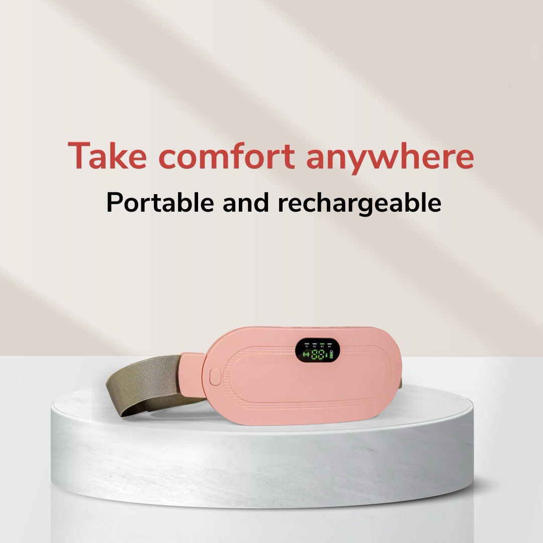 Period Cramp Relief Massager Belt - Fast Heat & Vibration Therapy