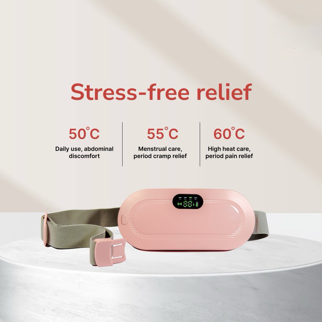 Period Cramp Relief Massager Belt - Fast Heat & Vibration Therapy
